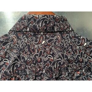 Tasso Elba 100% Cotton Flip Cuffs Shirt 17-17 1/2 DARK Navy Paisley